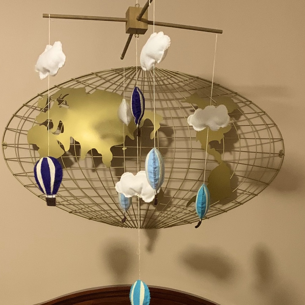 Pottery Barn Gold Metal World Globe Wall Hanging